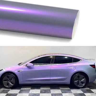 Removeable Adhesive Mingtu Grey to Purple Vinyl Wrap Gloss Car Wrap Vinyl Roll for Auto DIY Vehicle Film