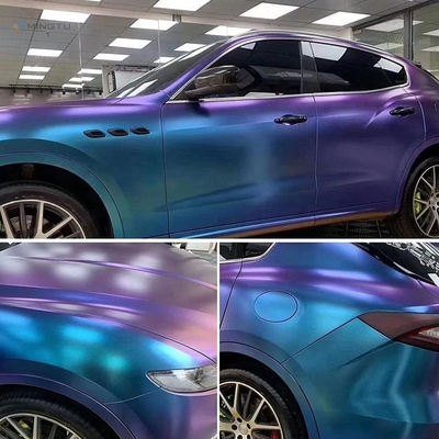 Stretchable Air Release Automotive Vinyl Wrap in Glossy Metallic Chameleon Purple Blue