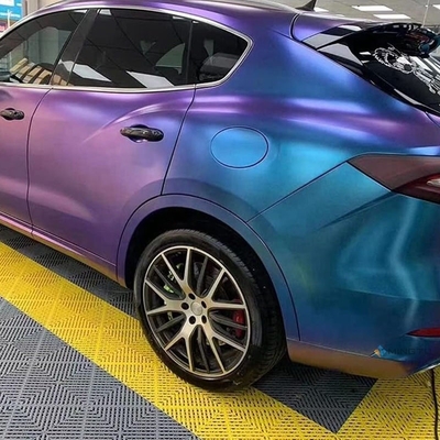 Stretchable Air Release Automotive Vinyl Wrap in Glossy Metallic Chameleon Purple Blue